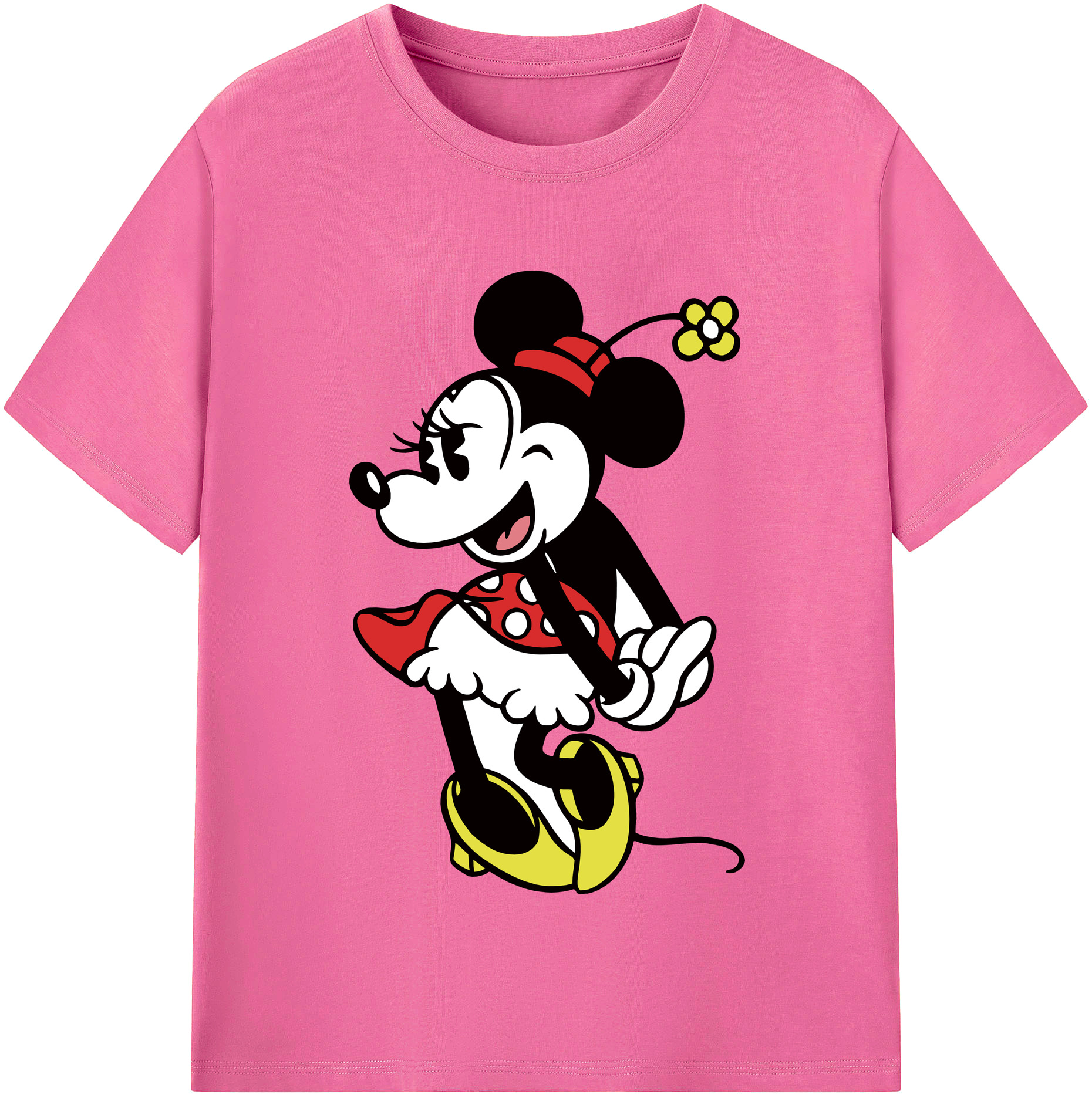 （画像用） ミッキーマウス Mickey Mouse レディースカジュアルプリントTシャツ（綿100％）